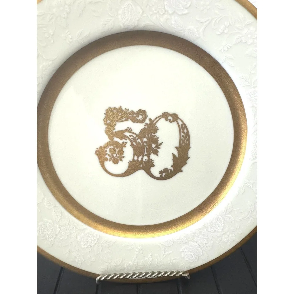 Vintage Mikasa Cream & Gold Decorative Display Plate Cottagecore Home Decor